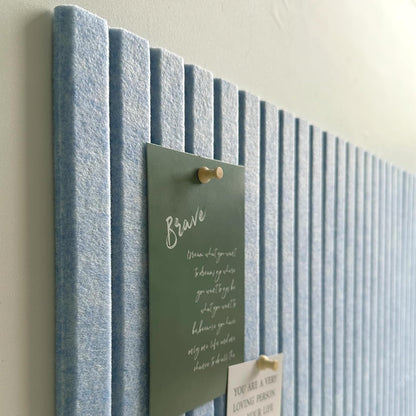 Large Cork Board for Office, 8 Pack Felt Wall Tiles with Slat Wall Paneling, Felt Bulletin Board Pin Board Cork Boards for Walls - Light Blue