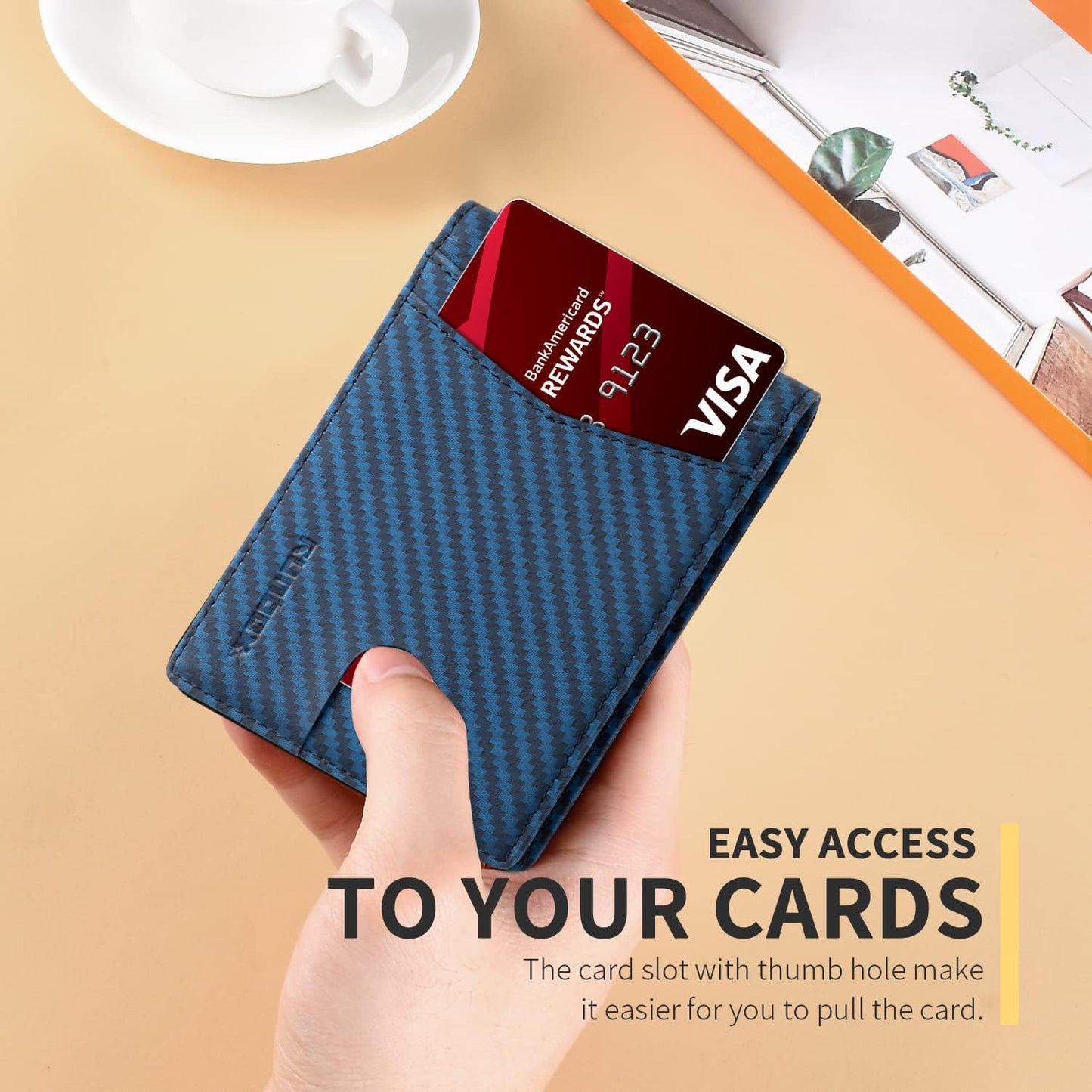 RUNBOX Wallet for Men Slim Rfid Leather 2 ID Window With Gift Box