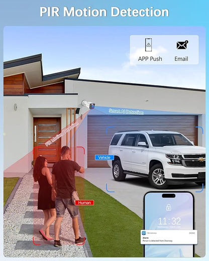 【All-in-One Security System】 Outdoor Wired Security Camera System with 10’’ Monitor, Home Video Surveillance Systems, Outside CCTV Cameras for Home Security