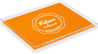 Fstaor Permanent Large Orange Ink Pad for Rubber Stamps, 5x4 inch Stamp Pads for Kids Paper Wood Fabric (Orange)