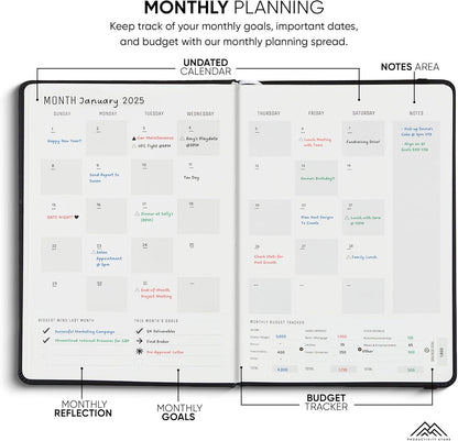 PRODUCTIVITY STORE Pro - Undated, 2025 Planner, 5.8” x 8.3” - The #1 Productivity Planner to Achieve Your 2025 Goals - Planner 2025-2026 - Black - A5