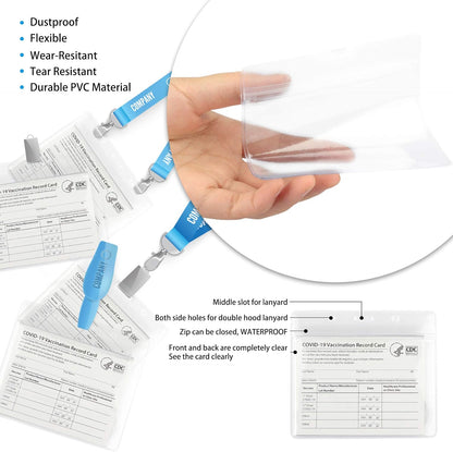 4x3 Inches Horizontal Badge Holder, Clear ID Card Holder with Waterproof Resealable Zip Type Protector, Badge Sleeve Fits Name Tag Holder/RFID/Proximity/Credit Card(Holders,50PCS)