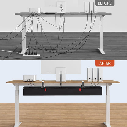 Univivi No Drill Under Desk Cable Management Tray, 48" Cord Organizer for Table, Clamp/Screw Mount Desk Cable Management, Premium Fabric Cable Management Tray for Office, Home (Extra Large)