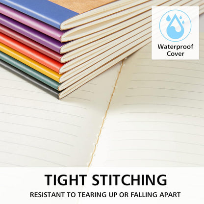 feela 16 Pack Composition Notebooks Bulk, Kraft Cover Lined Blank College Ruled Composition Travel Journals with Jewel Tone Spines For Women Students, 60 Pages, 8.3”x 5.5”, A5, 8 Vintage Colors