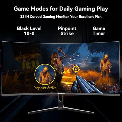 SANSUI 32 Inch Curved 240Hz Gaming Monitor High Refresh Rate, FHD 1080P Gaming PC Monitor HDMI DP1.4, Curved 1500R, 1Ms MPRT, HDR,Metal Stand,VESA Compatible(DP Cable Incl.)
