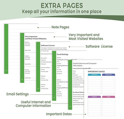 SUNEE Password Book with Colorful Alphabetical Tabs, Password Books for Seniors, Password Keeper Book for Computer and Internet Address Website Login, 5.3''x 7.7''- Sage Green