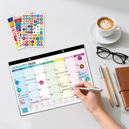 Desk Calendar2026-2027, With 3 sticker, 18 Month Calendar Running to June 2027-17" x 12" Desktop/Wall Monthly Calendar for Homeschool or Office