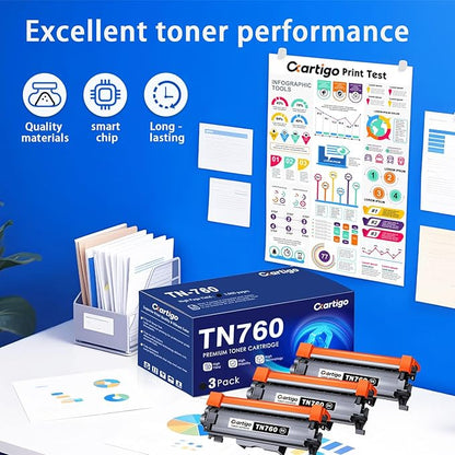 TN760 Black High Yield Toner Cartridge 3 Pack Replacement for TN-760 TN 760 Compatible with Brother MFC-L2710DW MFC-L2750DW HL-L2350DW HL-L2370DW HL-L2395DW HL-L2390DW DCP-L2550DW Printer