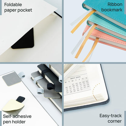 POPRUN 2026 Planner (Large - 8.5'' x 10.5'') - 2026 Weekly Calendar (Jan. 2026 - Dec. 2026) with Hourly Time Slots, Weekly/Monthly Appointment Book for Time Management - Leather Soft Cover - Black