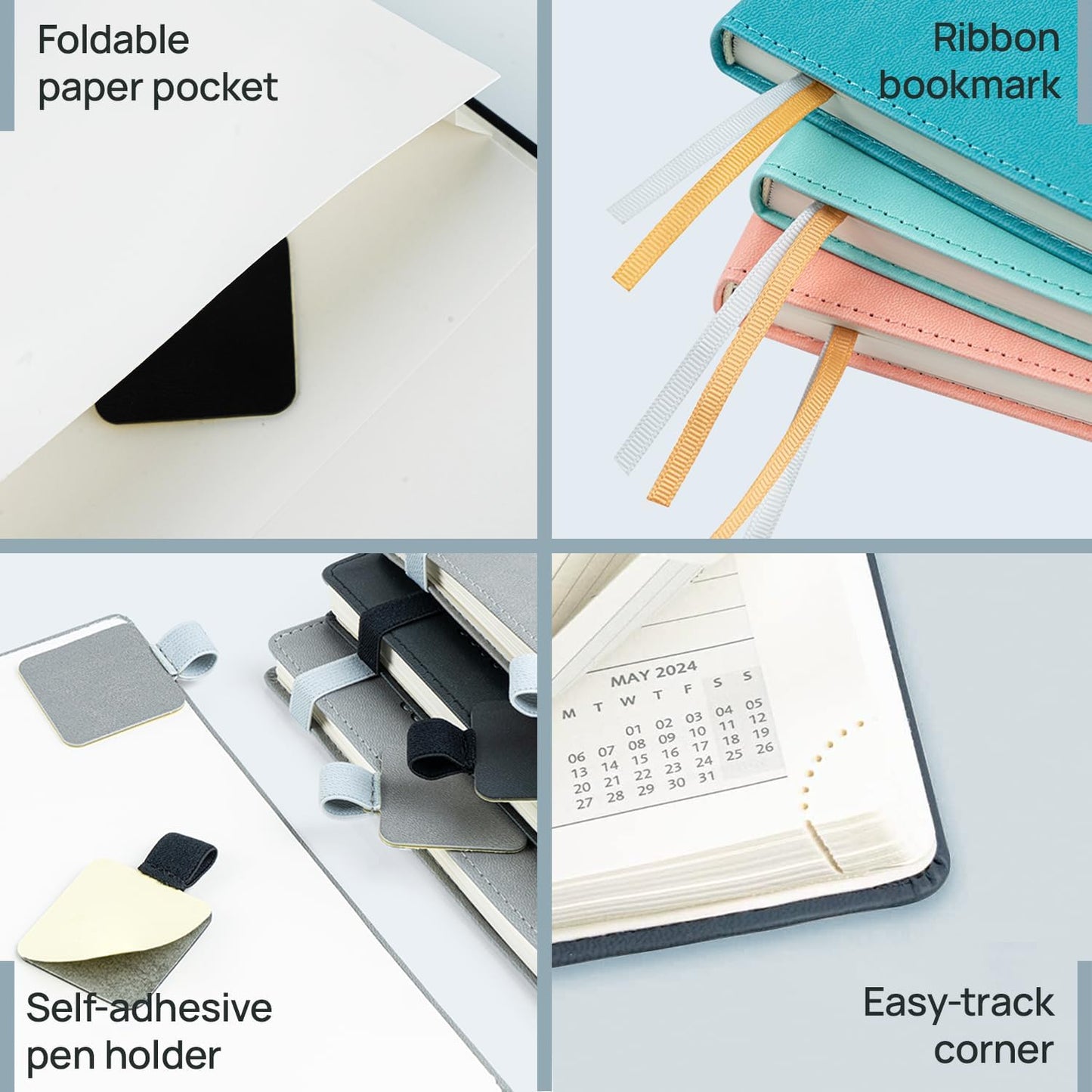 POPRUN 2026 Planner (Large - 8.5'' x 10.5'') - 2026 Weekly Calendar (Jan. 2026 - Dec. 2026) with Hourly Time Slots, Weekly/Monthly Appointment Book for Time Management - Leather Soft Cover - Grey