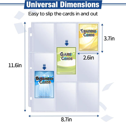 1548 Pockets Double Side Trading Card Sleeves, Fabmaker 9 Pocket Card Sleeves Binder Sheets for 3 Ring Binder, Long-Lasting Trading Card Binder Sleeves Fit for MTG, Baseball, Game, Business Cards