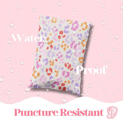 6x9 Designer Poly Mailer 100 Pack Heavy Duty Waterproof Self Seal Shipping Bags for Small Business Large Mailing Envelopes Bulk Tear Resistant Cute Packaging Preppy Leopard