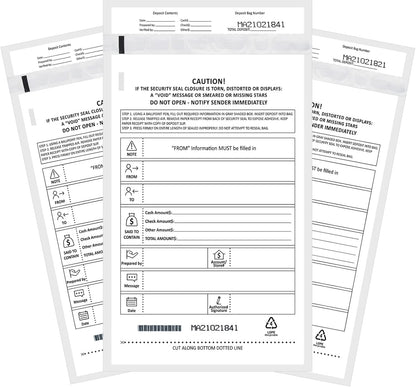 Deposit Bags Security Pocket Bank 6 Inch x 9 Inch (White, 500 Pack)
