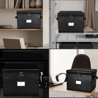 File Box Fireproof Document Box with Lock, Document Safe File Storage Organizer Boxes for Next of Kin Estate Planing Organizer End of Life Planner (Box With Accessories, Black)