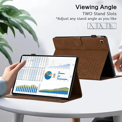 Case for Samsung Galaxy Tab A 10.1 2019 Model SM-T510/T515, Multi-Angle Viewing Smart Stand with Pocket PU Leather Tablet Cases Flip Folio Cover Brown