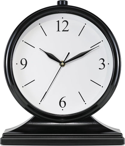 AYRELY® Vintage Desk Clock Silent-Non-Ticking 10-inch dial Table Clock,Retro Mantel Clocks and Easy to Read for Living Room, Bedroom, Shelf Decoration, Fireplace, Farmhouse Decor (Dark)
