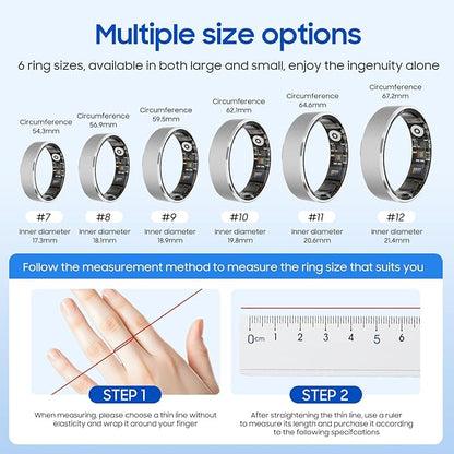 Smart Health Ring, Featuring Stress and Sleep Monitoring Functions, Compatible with iOS and Android, Waterproof Fitness Tracker for Women & Men, No Subscription Fee. (Rose Gold, 7)