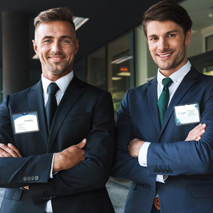 Eaasty 200 Pcs Clear Badge Holder with Metal Clip Name Tag 3 x 4 Inches Horizontal PVC ID Card Protector with Clip Waterproof Badge Holder for Work Card Drive License Name Tag Key Office