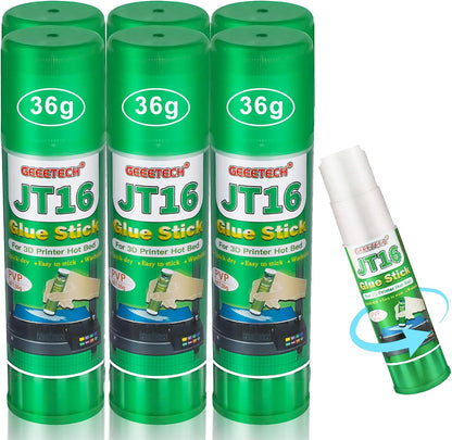 3D Printer Glue Sticks, 36 Grams Each PVP Solid Glue Sticks for Hot Bed Plate, Washable, Non-Toxic, Reduce Warping for PLA, ABS, PETG, HIPS, TPU Filament on PEI, Glass, Aluminum, Buildtak Board, 6Pcs