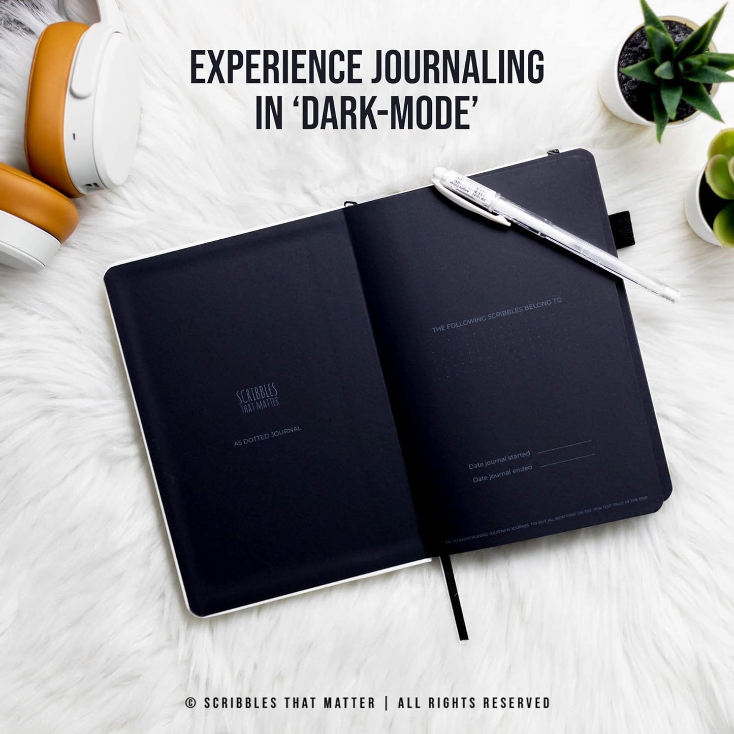 Black Paper Bullet Dotted Journal Notebook | A5 Starry Night by Scribbles That Matter | Free white gel pen | 160gsm Blackout no-bleed dot grid paper | For Men and Women | 5.75 x 8.5 in | White
