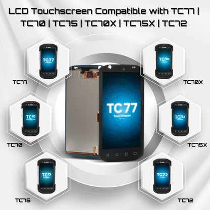 for Zebra TC77 TC70 TC75 TC70X TC75X TC72 LCD Screen Replacement - LCD Touch Display Digitizer Assembly Compatible with Handheld Android Barcode Scanners