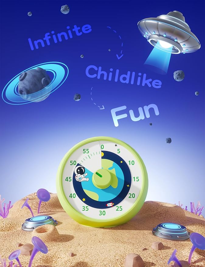 Visual Timer for Kids, 60-Minute Countdown Timer for Classroom Office Kitchen, Desk Timer Kids Time Management Tools with Silent Operation, Pomodoro Time Rainbow Pattern