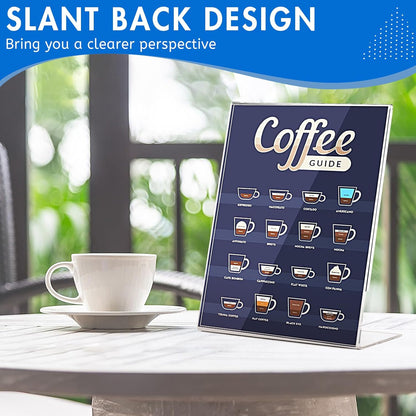 Aheroi Acrylic Sign Holder 8.5 x 11, 30Pcs Plastic Sign Holder 8.5 x 11 Standing, Clear Paper Holders Acrylic Paper Document Holders, Plastic Stands Flyer Display,Office School Table Supplies