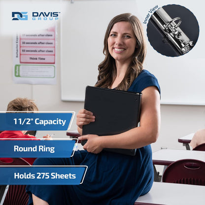 Easyview Premium 3-Ring Binders with Clear-View Covers and Round Rings, Binders for School or Office, 1 Inch, Pack of 4, Classic Colors