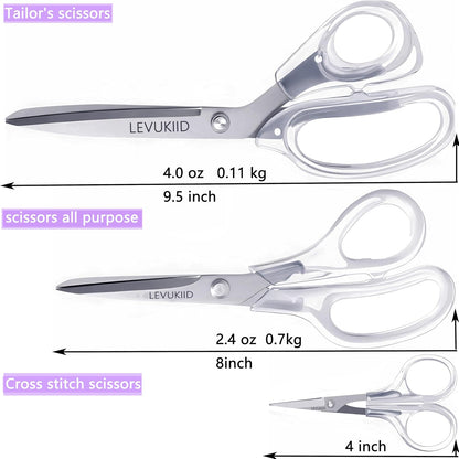 9 Inch All Purpose Scissors for Adults - Ins Style Clear Handle, 2Cr13 Stainless Steel Sharp Blade - Ideal for Fabric Crafts, Tailor's Shears - All-Purpose Fabric Scissors, Crafting & Office