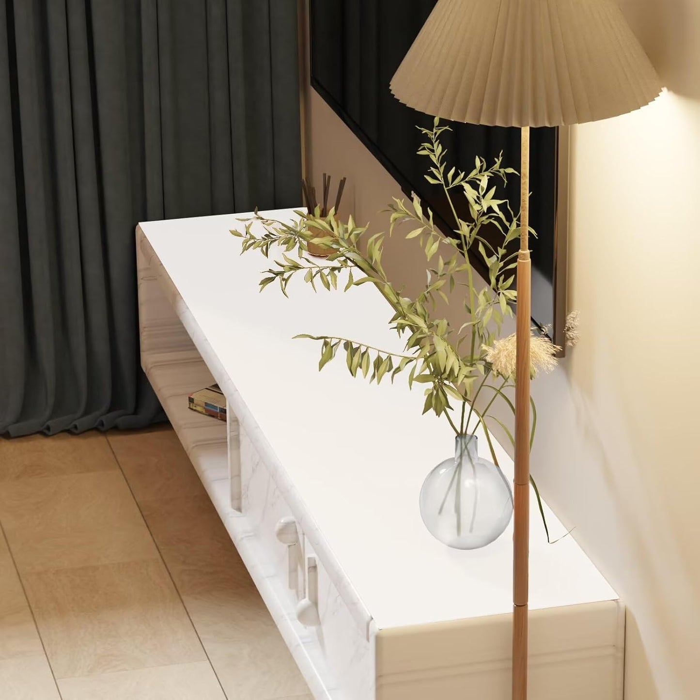 Leather Table Cover,1.8mm Thick,12x72 Inch Desk Cover,Dresser Cover Top,Dresser Protector Top,Dresser Cover,End Table Cover.(White+White,12x72)