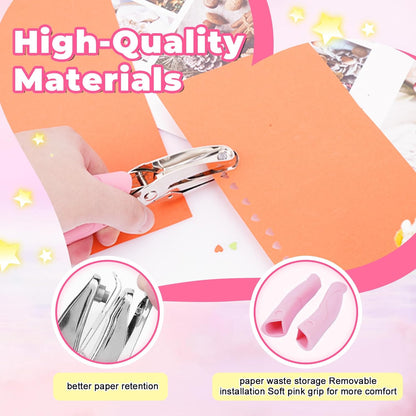 UCEC 3 Pack Hole Punch Shapes, Single Hole Punch,Mini Hole Puncher with Soft Grip, 0.2 Inch Star, 0.22 Inch Heart Hole, 0.25 Inch Circle Punch for DIY Craft Tag Clothing Ticket Scrapbook Tool