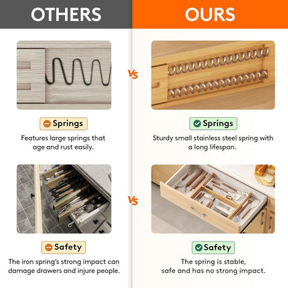 Lifewit 8 Pack Drawer Dividers Bamboo 2.4" High, 12-17" Adjustable Drawer Organizers for Clothes, Wooden Dresser Separators in Bedroom/Bathroom/Kitchen/Fridge/Office Organization and Storage