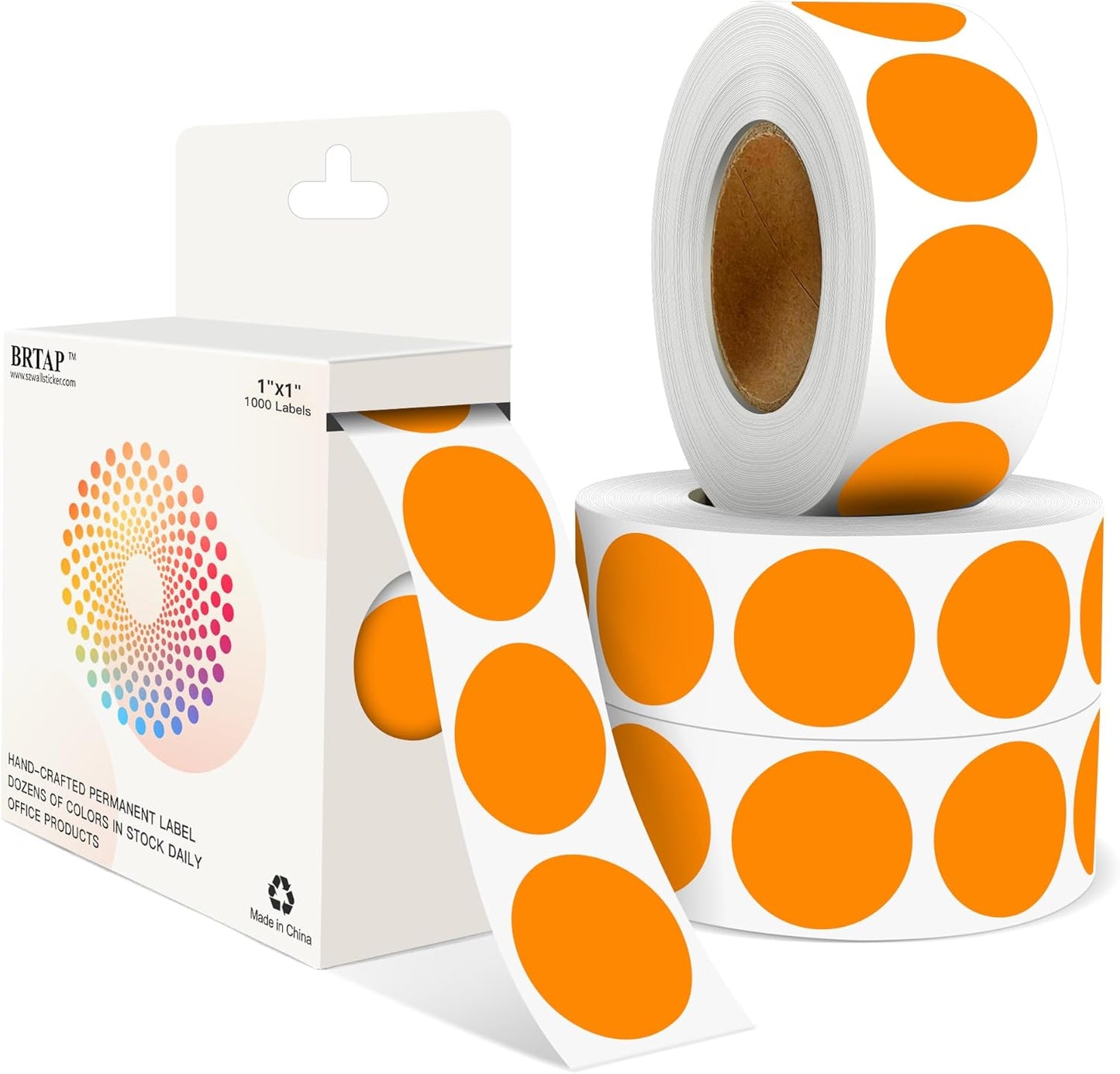 Orange 1 Inch Round Color Coding Labels with 4000 Dots, 4 Rolls - Bright Color Dot Stickers for File Folders, Inventory System - Highly Visible