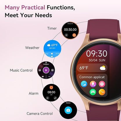 Smart Watches for Women/Men, 1.27" HD Smartwatch Fitness Tracker with Bluetooth Calls (Make/Answer), Heart Rate/SpO2/Sleep Monitor, 12 Days Battery, IP68 Waterproof - Purple