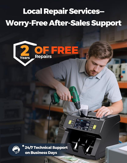 MUNBYN IMC21 Money Counter Machine Mixed Denomination, CIS/UV/IR/MG/MT Counterfeit Detection, Touch Screen, USD, MXN, LBP, CAD Cash Counter for Business, Printer Compatible Bill Counter, 2Y Protect