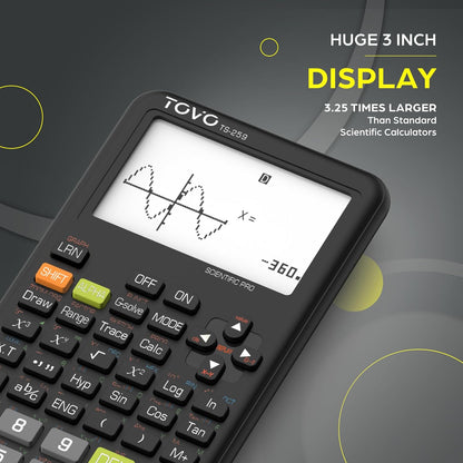TOVO Scientific Calculator with Graphing Functions, Multiple Modes, 360 Functions, Large Screen, Intuitive Interface for Beginners, High School & Advanced Courses, TS-259 (Developed by CATIGA)