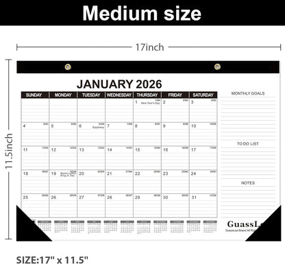 GuassLee Desk Calendar 2026-2027, 3 Packs, 18 Months Calendar 17" × 11.5" Desk Calendar from January. 2026 to June. 2027 with Julian Date, To-do List, Notes, Monthly Goals, for Home School Office