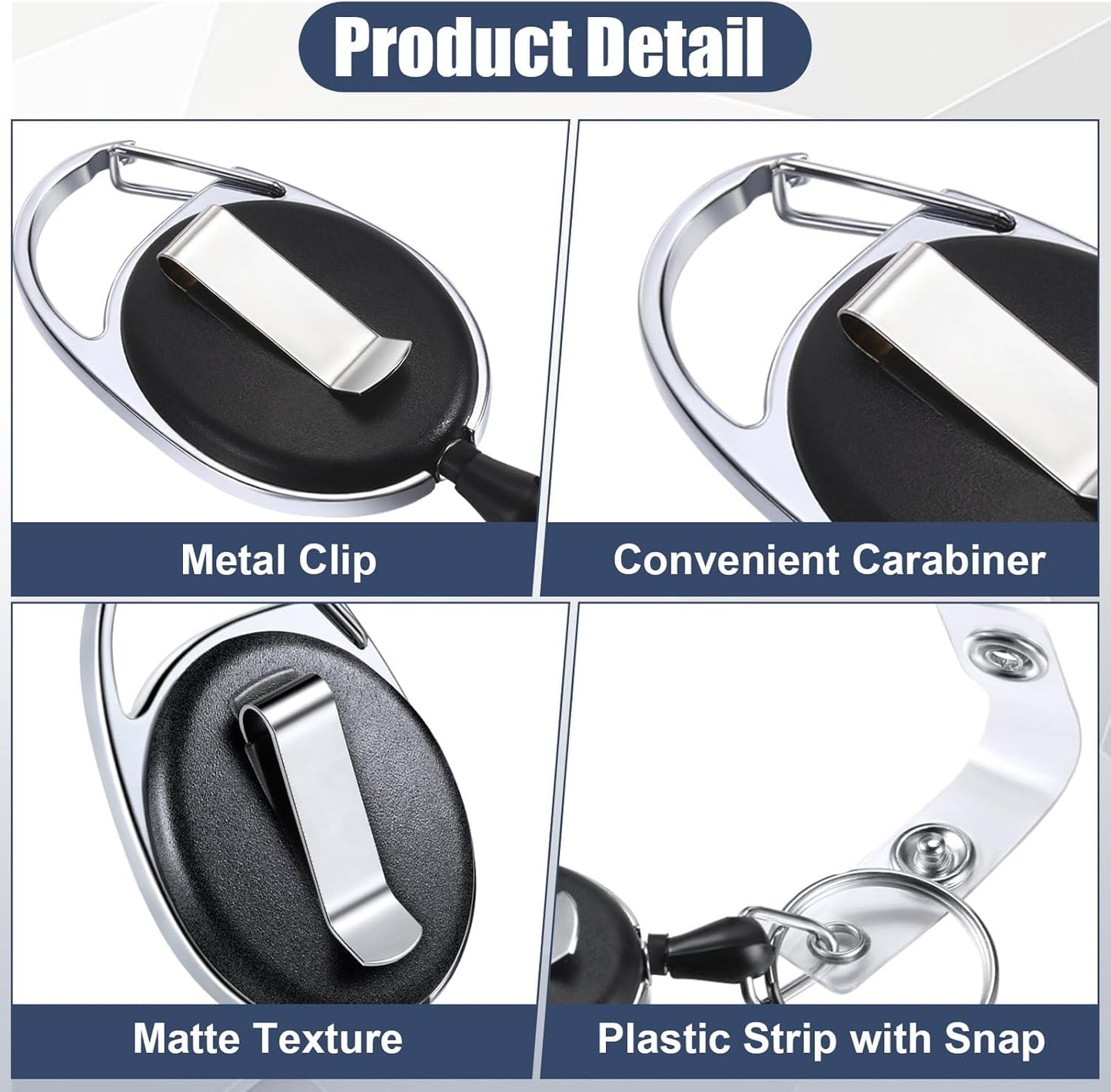 Laumoi Retractable ID Badge Holder Badge Reel with Belt Clip and Key Ring, Name ID Badge Clips Keychain for Office Worker Doctor Nurse Employee (Black,90)