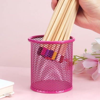 Tamaki Pen Holder Cup for Desk, Wire Mesh Pencil Cup Holder for Desk Office Pen Organizer (Pink)