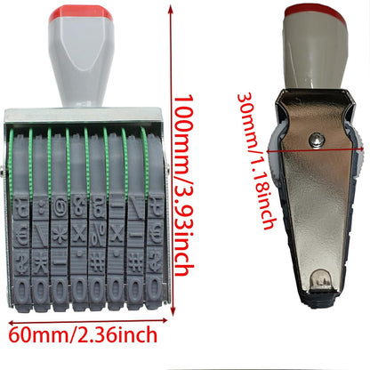 WANLIAN Adjustable Numbers Stamp - Customizable 0-9 Numbers & Symbols, numbering Tool for Packaging, Office, Labels, Date, Code (8-Digit)