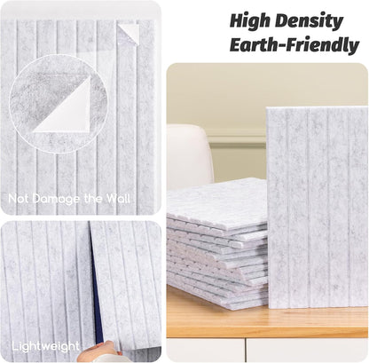 Large Cork Board Alternative, 15 Pack Felt Board with Safe Removable Adhesive Tabs Felt Wall Tiles, Large Cork Boards for Walls, Cork Board for Home Office, Pin Boards for Walls, Stripe Marble White