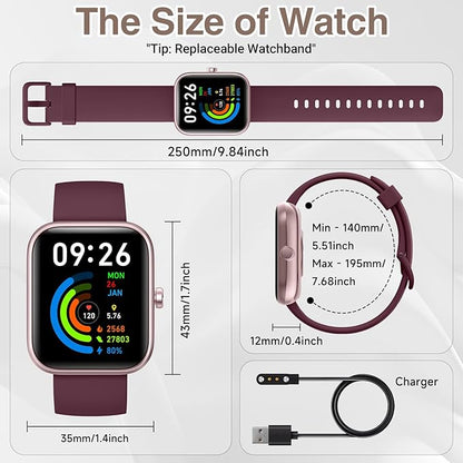 Smart Watch for Women Men with Bluetooth Call, Alexa Built-in Smartwatch, 1.83"DIY Dial Fitness Watch with Sleep Heart Rate Monitor, 110+ Sport Modes, IP68 Waterproof Watch Compatible with Android iOS