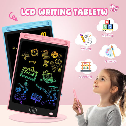 3 Pack LCD Writing Tablet for Kids - Erasable and Reusable Toddler Doodle Board in 8.5 inch, Ideal Drawing Pad for Learning Toy for Ages 3-8, Gift for Girls Boys (3 Pack (Pink,Blue, Green))