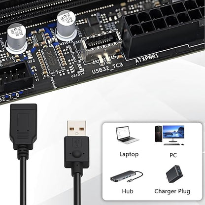Type E to USB A Extension Cable Type-E Female to USB2.0 Motherboard Adapter USB 3.1 Type Extension Cable for Motherboard,External Hard Drive 40cm/15.7inch
