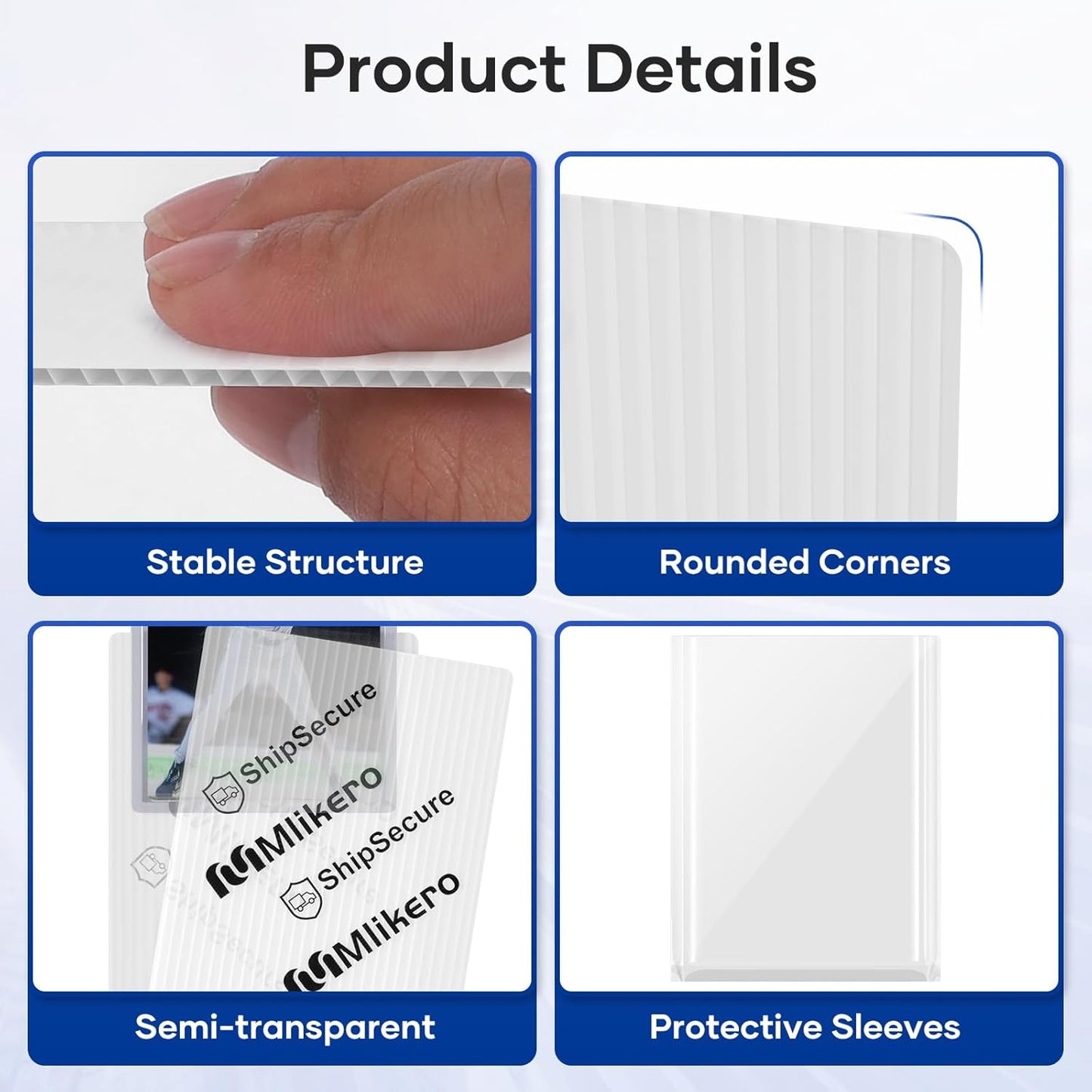 120 Pack Trading Card Shipping Protectors, 3.5'' x 4.5'' Plastic Card Protector with Tape Rolls for Mailing Sports Cards