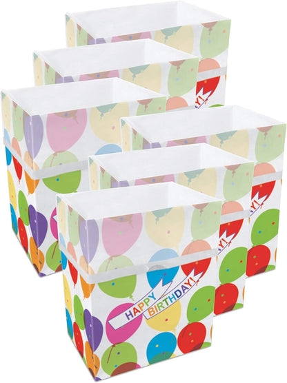 | 13 Gallon Disposable Trash Cans (6-Pack) with Fitted Trash Bags - Reusable Garbage and Recycling Bins for Parties, Events, and More (Birthday - 17" Height x 13.5" Width x 10" Depth)