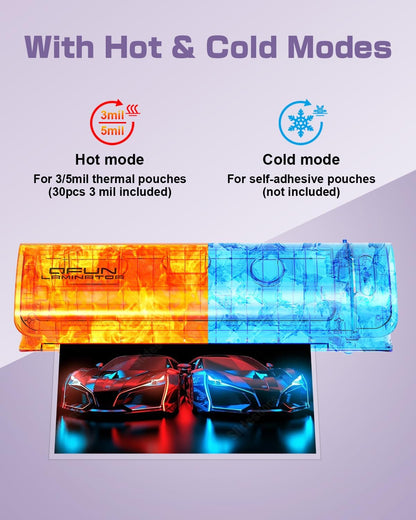 Office Presentation Laminator Machine 11x17 with Laminating Sheet A3/A4/A5, 3/5 Mil Thermal Cold Laminating Machine 13 inch Wide, 60s Warm-Up Office Presentation Laminator Machine (Gray)