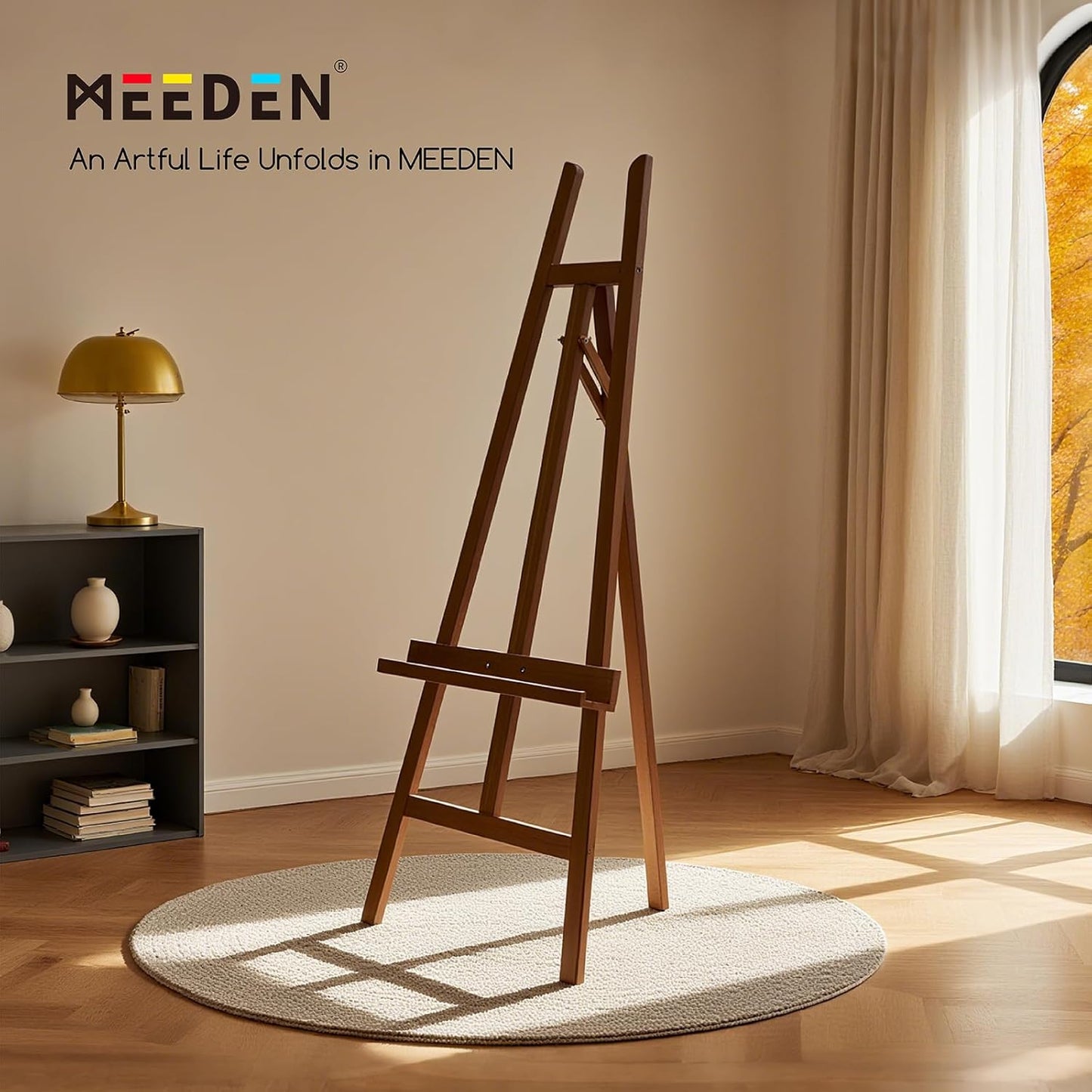 MEEDEN Wooden Easel Display Stand: Adjustable Art Easels for Sign, A Frame Painting Easel for Canvas up to 60", Ideal for Artist Adults Drawing Picture Poster - Walnut