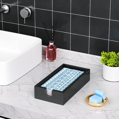 HIIMIEI Acrylic Napkin Holder for Bathroom, Black Acrylic Guest Towel Holder, Bathroom Napkins Guest Disposable Holder, Hand Towel Tray for Kitchen, Parties, Weddings, Party, Hotel, Restaurant（Black）