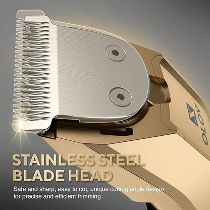 Men's Beard Trimmer- All-in-One Trimmer with Precision Dial - Premium Facial Hair Groomer - Adjustable 20 Length Setting, USB Recharge Dock, Cordless Waterproof Wet/Dry Clipper, Gold